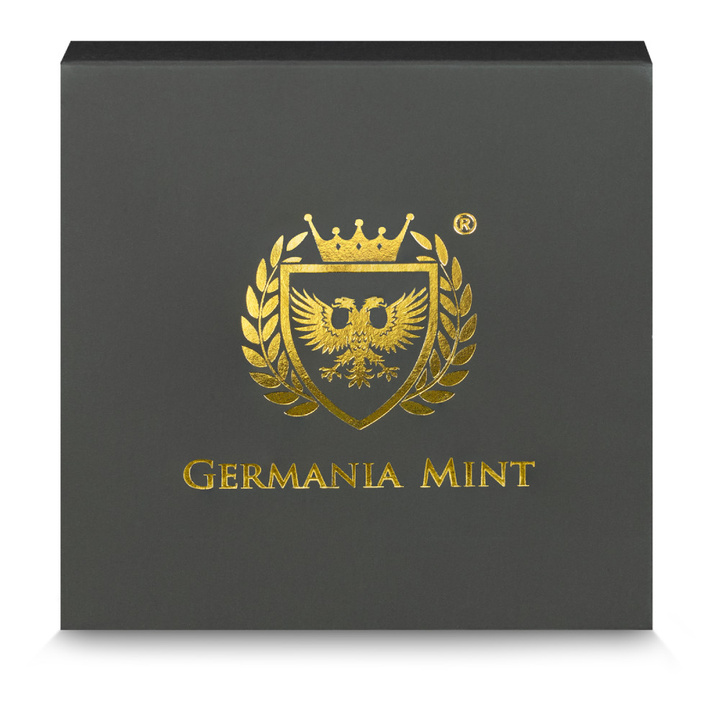 Silbermünze Germania Mint: Megafauna - Riesenhirsch Oblivion 1 Unze Silber 2026 Black Light Colours Antiqued Coin