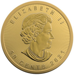 Hoja de Arce Canadiense 1 gramo Oro 2021