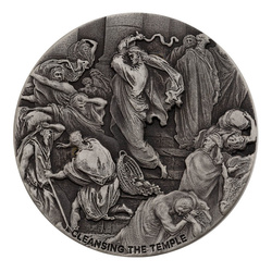 Niue: Bíblica - Limpieza del Templo 2 oz Plata 2022 Proof Antiqued Coin