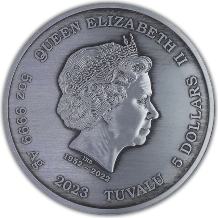 Tuvalu: Gods of Olympus - Artemis 5 oz Silver 2023 Antiqued Coin