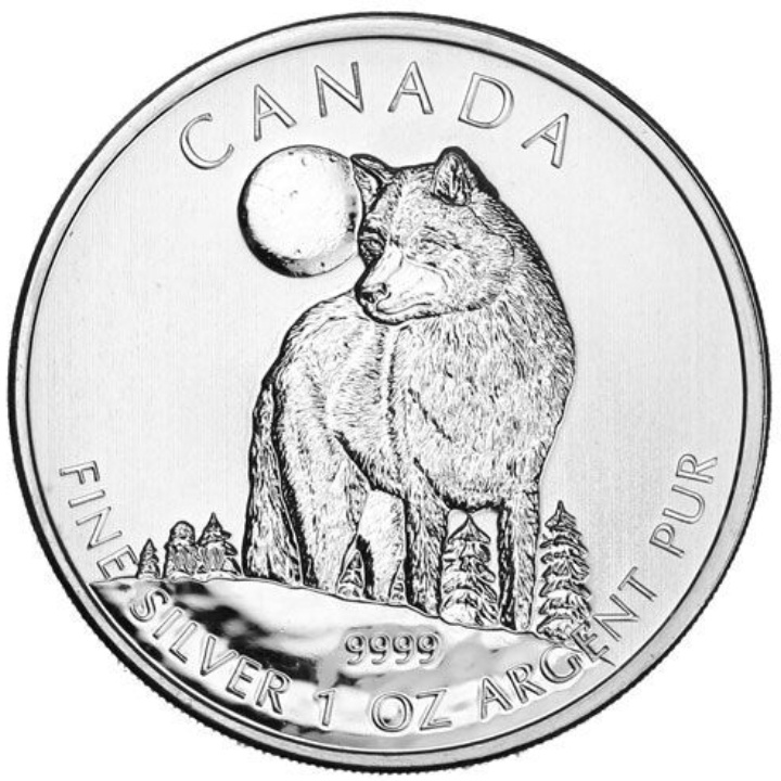 Canada : Loup 1 once d'argent 2011 (Milkspot)