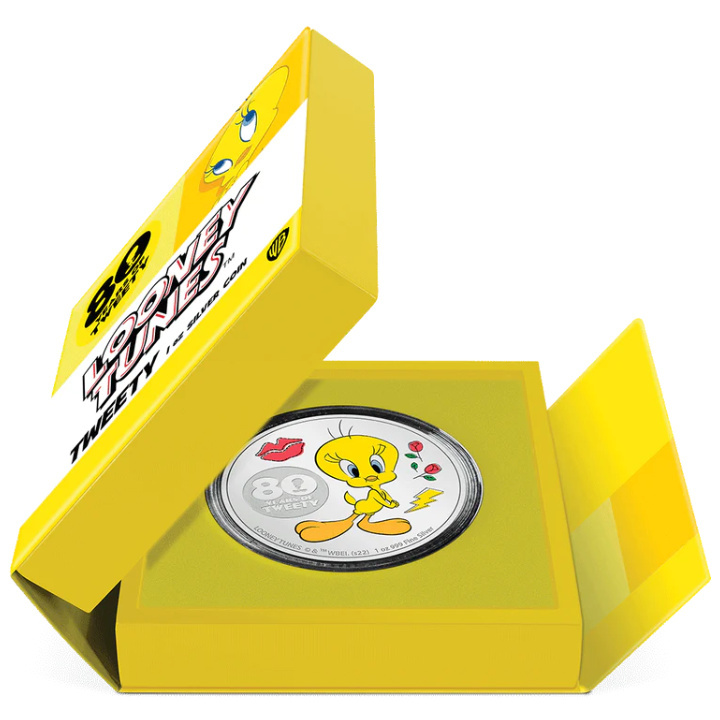 Niue: Tweety 80th Anniversary kolorowany 1 uncja Srebra 2022 Proof