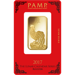 1 oz Bar Gold Lunar Year of the Rooster