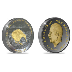 Kiwi dorato 5 once d'argento 2024 Black Proof