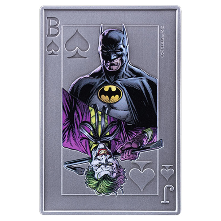 Samoa: DC Comics - Batman vs. Joker kolorowany 2 uncje Srebra 2024 Antiqued Coin