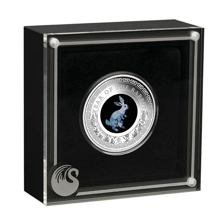 Perth Mint: Lunar III - Año del Conejo 1 oz Plata 2023 Proof Ópalo
