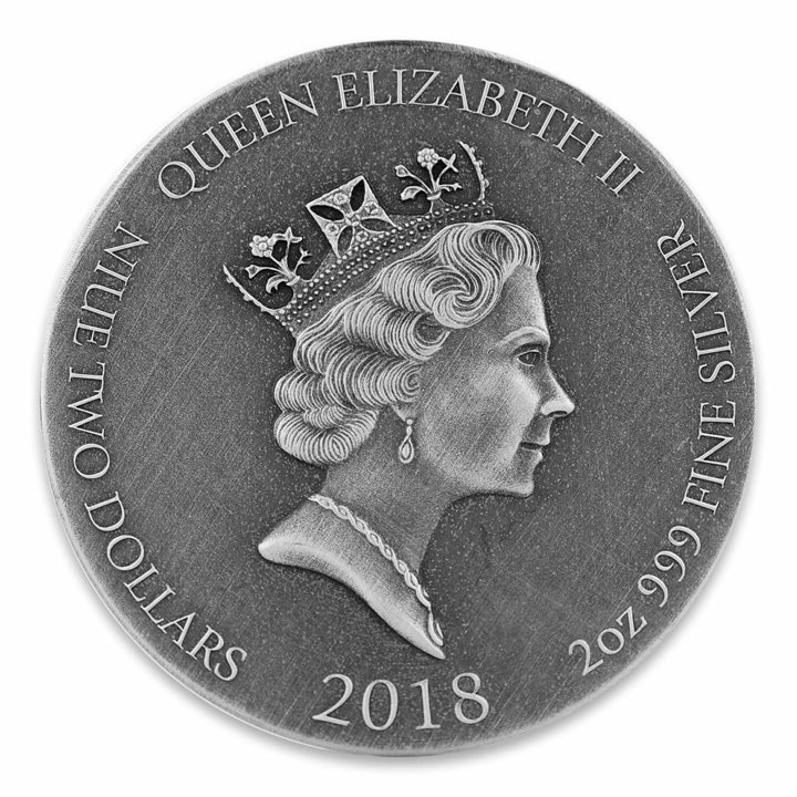 Niue: Biblické - Noemova holubice 2 unce stříbra 2018 Proof Antiqued Coin