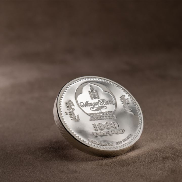 Mongolia: Peter Carl Fabergé – Tsarevich Egg kolorowany 2 uncje Srebra 2023 Proof High Relief