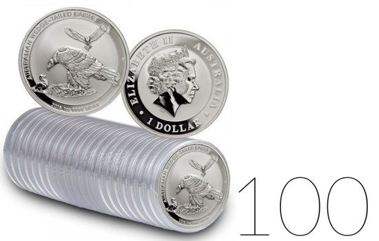 Águila Australiana 1 Onza Plata 2018 PAQUETE DE 100 BOLSITAS