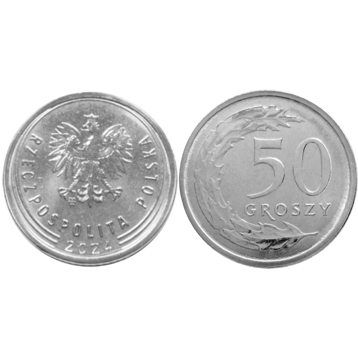 Banca Națională a Poloniei 50 groși Sac monetărie 100 bucăți 2024 UNC