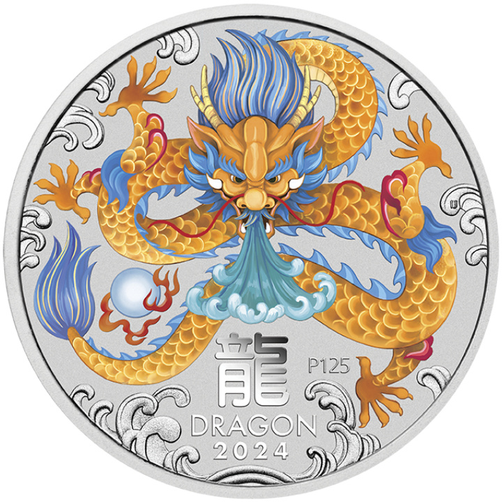 Perth Mint: Lunar III - Rok Smoka kolorowany 1/4 uncji Srebra 2024 (Melbourne Money Expo Anda Special)