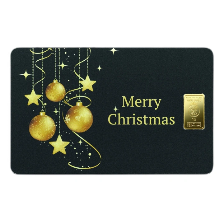 Lingot d’or de 1 g Heimerle Meule Merry Christmas en écrin – coffret cadeau de Noël