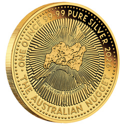 Сребърна монета Пърт Минт: 40-годишнина от Australian Nugget Hobart Money Expo позлатена 1 унция Сребро 2026 (в карта)