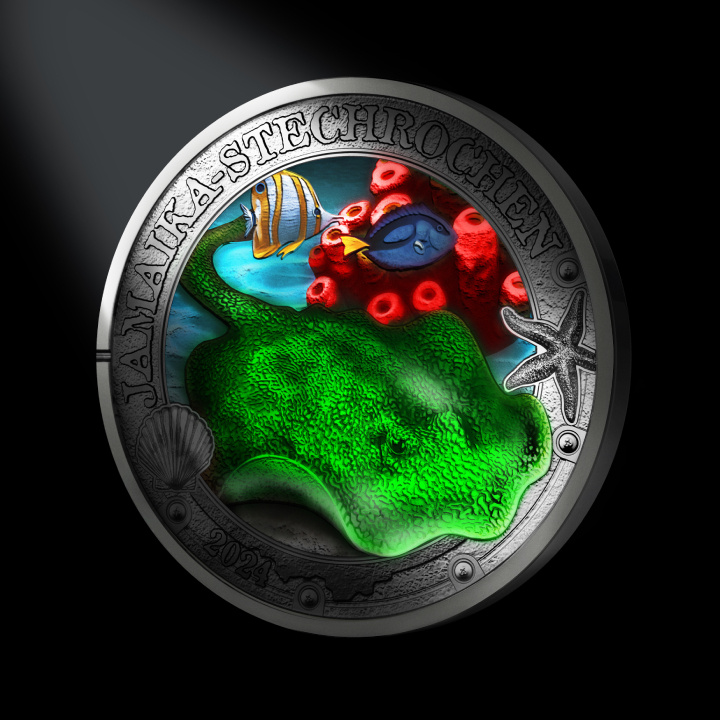 Yellow Stingray coloured 3 Euro Copper 2024