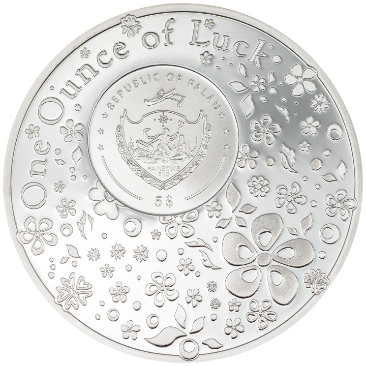 Palau: Quadrifogli - Oncia di fortuna colorata 1 oncia d'argento 2024 Proof