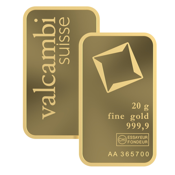 Zlatý slitek Valcambi 20 g zlata