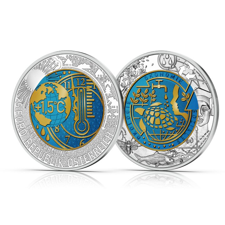 Serie Niobio: Global Heating coloured 25 Euro Plata 2023