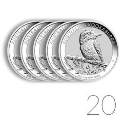 Kookaburra 1 oz Silber 2021 PAKET 20 Stück