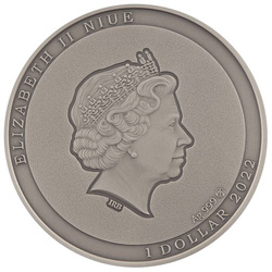 Niue: Wild Africa - The Jumping Spider coloured $1 Silber 2022 Antique Finish Coin