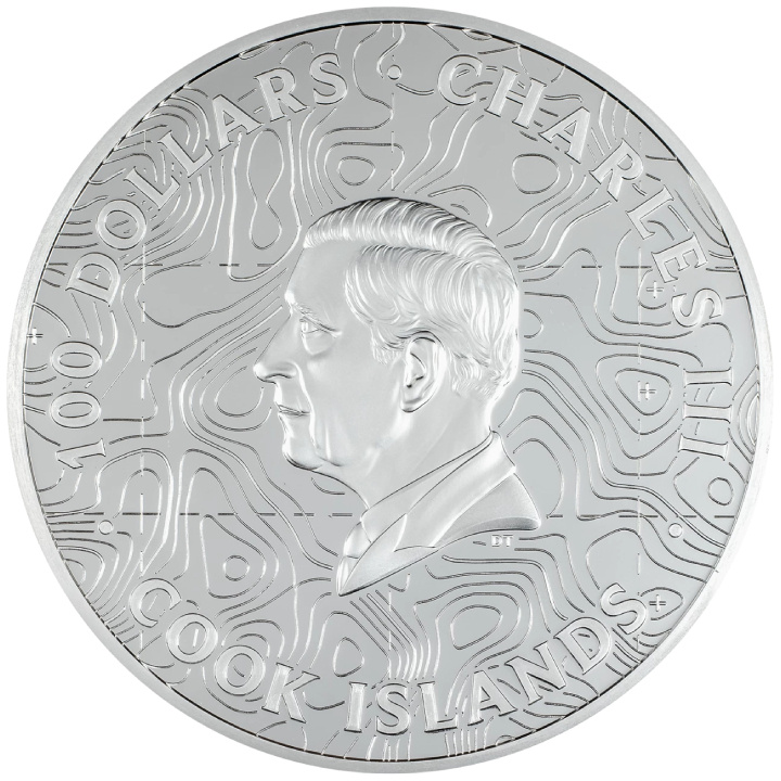 Cook Islands: Topography - Hawaii coloured 1000 gram Silver 2025 Proof