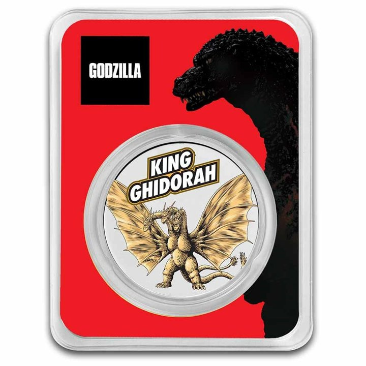 Niue: Godzilla vs Monsters - King Ghidorah colorato 1 oncia d'argento 2023 Slab