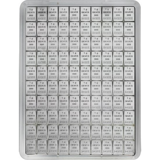 100 x 1 g Lingotto d'argento CombiBar Valcambi