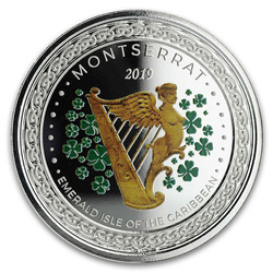 Montserrat: Isla Esmeralda del Caribe coloreada 1 oz Plata 2019 Proof