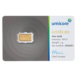 Lingotto Umicore 1 grammo d'oro