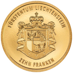 Liechtenstein: 100 years of the Swiss Franc in Liechtenstein 0,5 grama Złota 2024 Proof