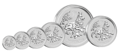 Lunar II : Année du chien 1000 grammes d'argent 2018 LOT DE 10 PIÈCES