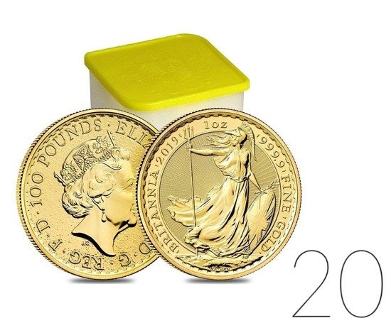 Britannia 1 uncja Złota 2019 PAKIET 20 SZTUK