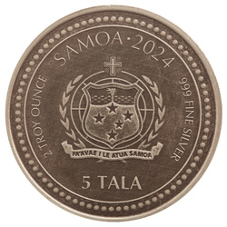 Samoa: Year of the Dragon 2 uncje Srebra 2024 Antiqued Coin