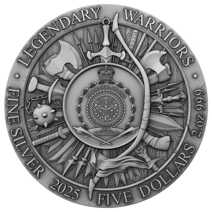 Niue: Leonidas I Gilded 2 oz Silver 2025 Antiqued Coin