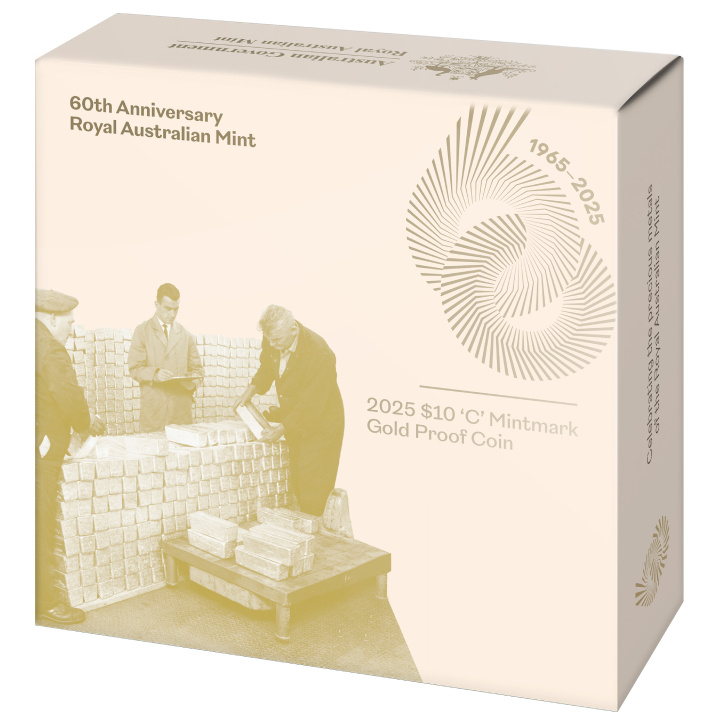 60th Anniversary of the Royal Australian Mint $10 oz Gold 2025 Proof "C" Mintmark