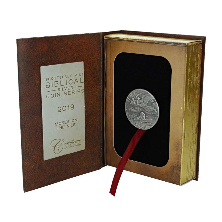 Niue: Biblical - Moses on the Nile 2 oz Silber 2019 Proof Antiqued Coin