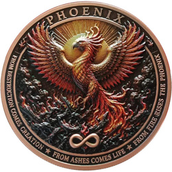 Copper Coin Liberia Phoenix Colourised 5 oz Copper 2027 Antique
