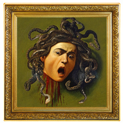 Niue: Caravaggio - Medusa coloured, gold-plated 1 oz Silver 2021 Proof