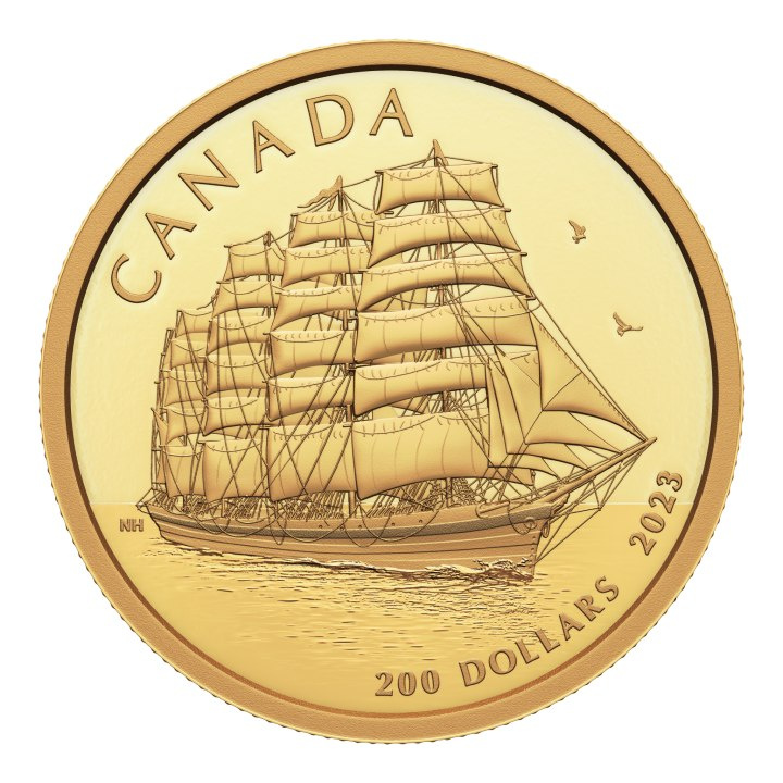 Canada: Tall Ships - Full-Rigged Ship $200 Złoto 2023 Proof