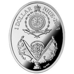 Niue: Fabergé Eggs - Jajo Nocne kolorowane $1 Srebro 2023 Proof