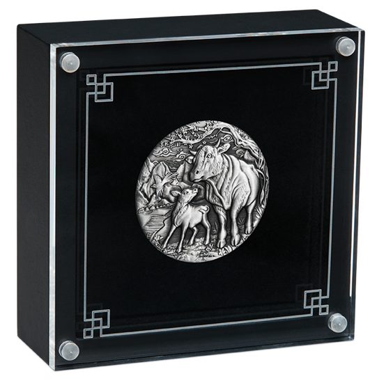 Lunar III: Rok Bawoła 2 uncje Srebra 2021 Antique Finish