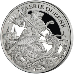Sainte-Hélène : Faerie Queene - Redcrosse & The Dragon 5 onces d'argent 2024 Proof