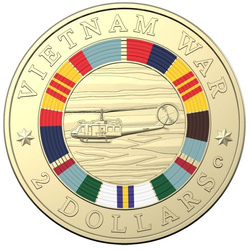 50e anniversaire de la fin de l'implication de l'Australie dans la guerre du Vietnam colorée 2 Bronze aluminium 2023 « C » Mintmark