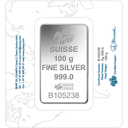 100 gramos Pamp Suisse Rosa Lingote de plata