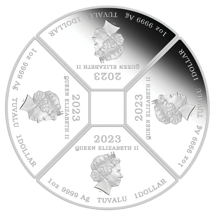 Tuvalu: Year of the Rabbit Quadrant Four-Coin Set 1oz Silber 2023 Proof