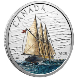 Canada: Tall Ships - Three-Masted Schooner coloured $15 Silver 2025 Proof Coin