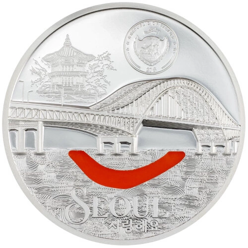 Palau: Tiffany Art Metropolis - Seoul coloured 3 oz Silver 2024 Proof Ultra High Relief Coin