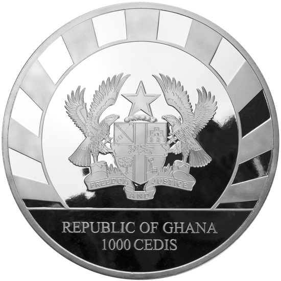 Ghana: Giants of the Ice Age - Tygrys Szablozębny 1000 gramów Srebra 2020