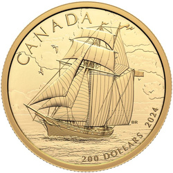 Canadá: Tall Ships - Topsail Schooner $200 Oro 2024 Proof
