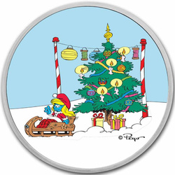 Niue: Puffetta Natale colorato 1 oncia d'argento 2023 Slab