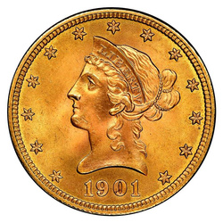 Liberty Head $10 Oro 1901